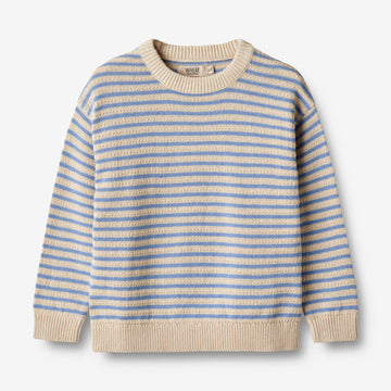 Wheat Main  Strikket Genser Chris Knitted Tops 4103 azure stripe