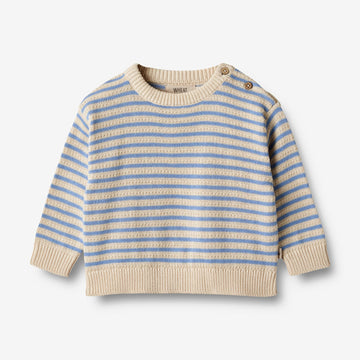 Wheat Main  Strikket Genser Chris Knitted Tops 4103 azure stripe