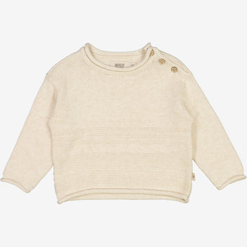 Wheat Main  Strikket Genser Gunnar | Baby Knitted Tops 1101 cloud melange
