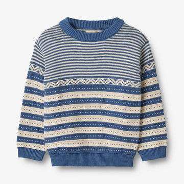 Wheat Main Strikket Genser Janus Knitted Tops 1173 deep ocean