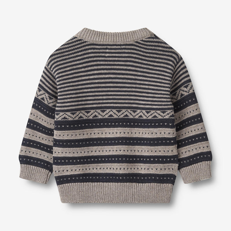 Wheat Main Strikket Genser Janus | Baby Knitted Tops 1432 navy