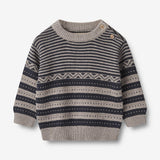 Wheat Main Strikket Genser Janus | Baby Knitted Tops 1432 navy