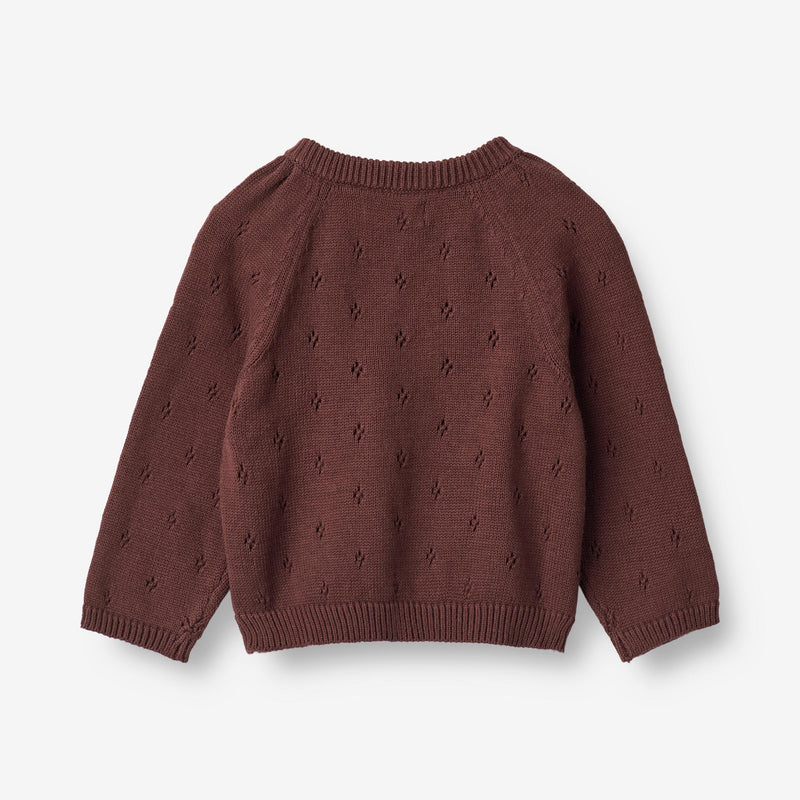 Wheat Main  Strikket Genser Mira | Baby Knitted Tops 2118 aubergine