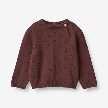 Wheat Main  Strikket Genser Mira | Baby Knitted Tops 2118 aubergine