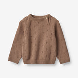 Wheat Main  Strikket Genser Mira | Baby Knitted Tops 3004 cocoa brown