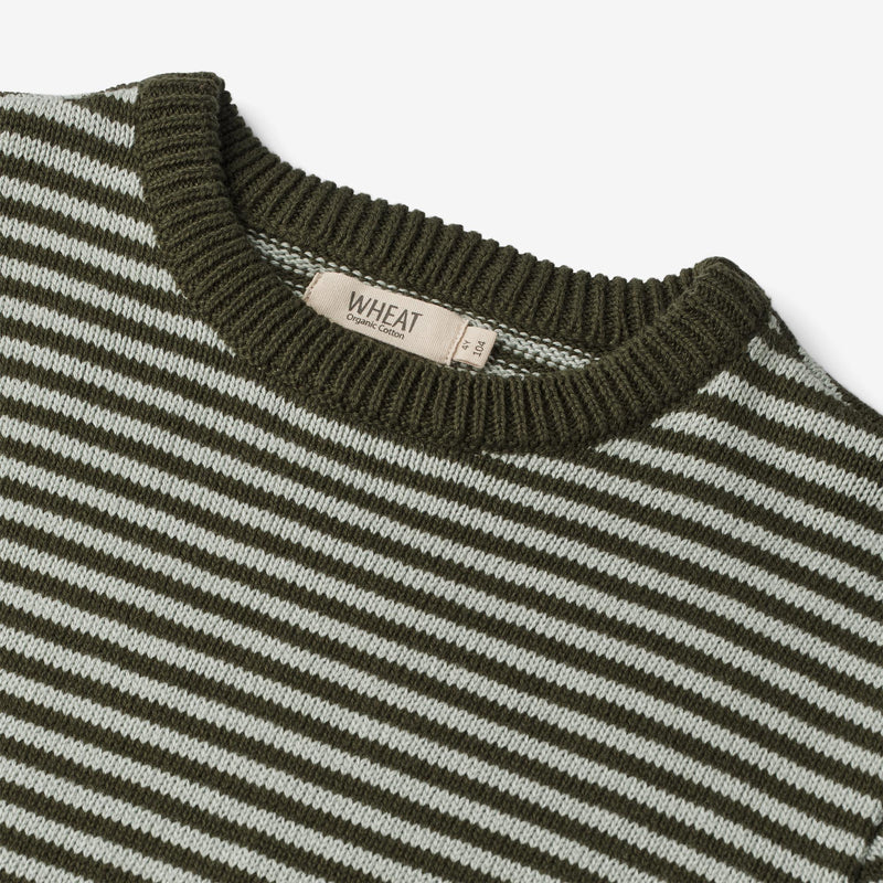 Wheat Main  Strikket Genser Morgan Knitted Tops 1686 forest night stripe
