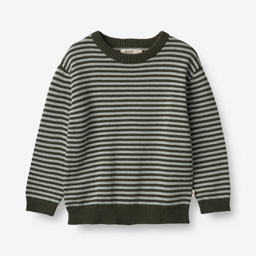Wheat Main  Strikket Genser Morgan Knitted Tops 1686 forest night stripe