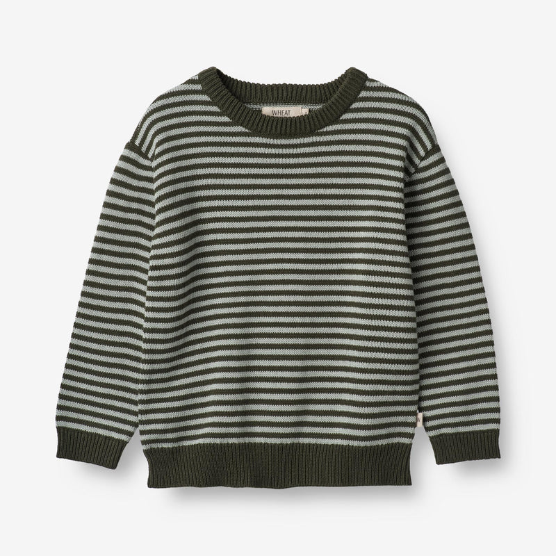Wheat Main  Strikket Genser Morgan Knitted Tops 1686 forest night stripe