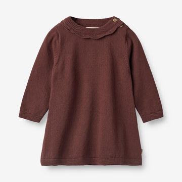 Wheat Main  Strikket Kjole Nannie | Baby Dresses 2118 aubergine