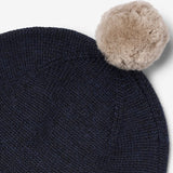 Wheat Outerwear Strikket Lue Pompom Accessory 1432 navy