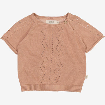 Wheat Main  Strikket Topp Bella | Baby Knitted Tops 2031 rose dawn