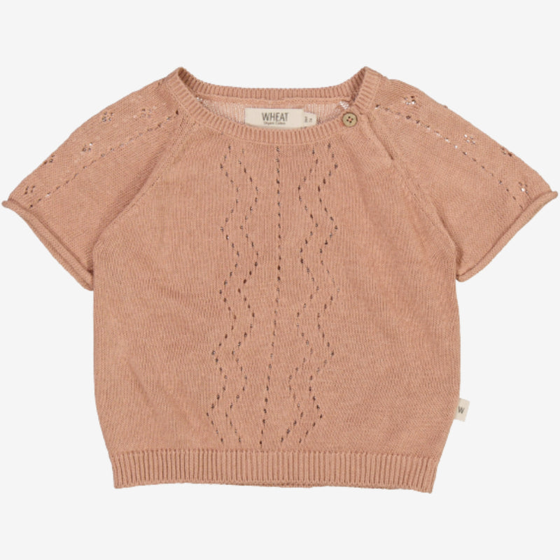 Wheat Strikket Topp Bella | Baby Knitted Tops 2031 rose dawn