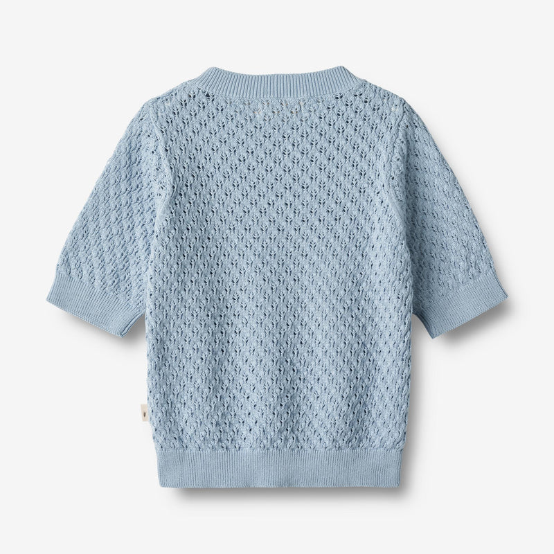 Wheat Main  Strikket Topp S/S Alva Knitted Tops 1049 blue summer