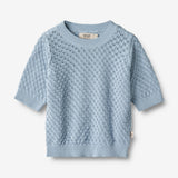 Wheat Main  Strikket Topp S/S Alva Knitted Tops 1049 blue summer