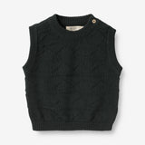 Wheat Main  Strikket Vest Bobby | Baby Knitted Tops 1432 navy