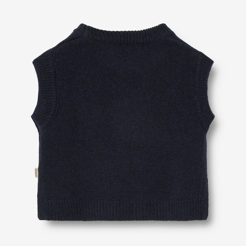 Wheat Main Strikket Vest Cuba Knitted Tops 1432 navy