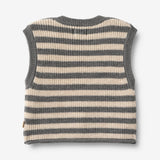 Wheat Main Strikket Vest Ruby Knitted Tops 0175 grey stripe