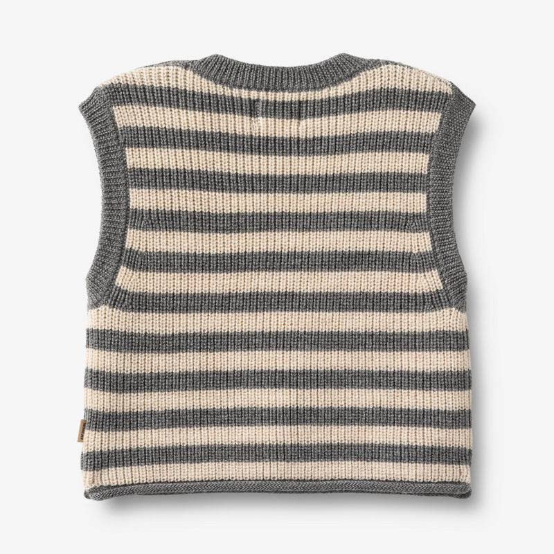 Wheat Main Strikket Vest Ruby Knitted Tops 0175 grey stripe