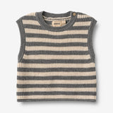 Wheat Main Strikket Vest Ruby Knitted Tops 0175 grey stripe