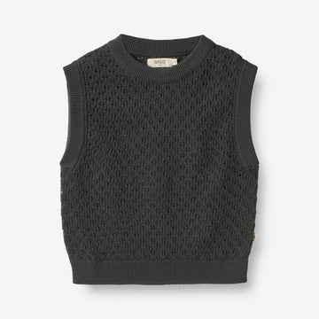Wheat Main  Strikket Vest Saga Knitted Tops 0025 black coal