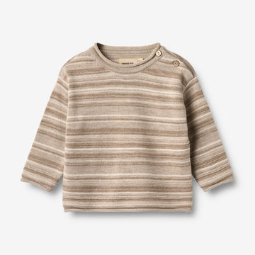 Wheat Main Strikket genser Gunnar Knitted Tops 9574 warm sand stripe