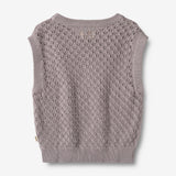 Wheat Main Strikket vest-saga Knitted Tops 9531 dusty purple