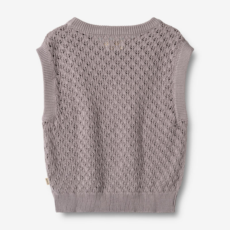 Wheat Main Strikket vest-saga Knitted Tops 9531 dusty purple
