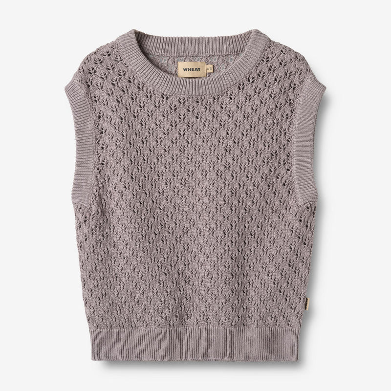 Wheat Main Strikket vest-saga Knitted Tops 9531 dusty purple