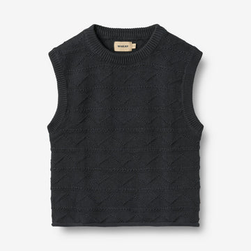 Wheat Main Strikket vest Bobby Knitted Tops 1432 navy