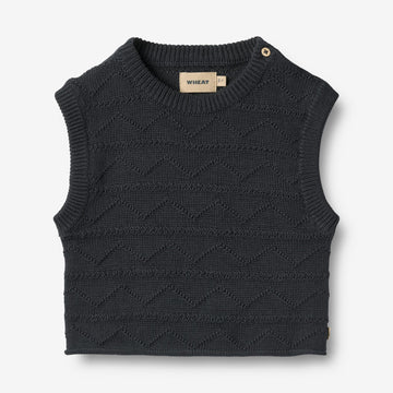 Wheat Main Strikket vest Bobby Knitted Tops 1432 navy