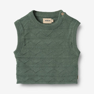 Wheat Main Strikket vest Bobby Knitted Tops 9550 duck green