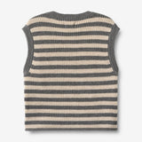 Wheat Main Strikkevest Ruby Knitted Tops 0175 grey stripe