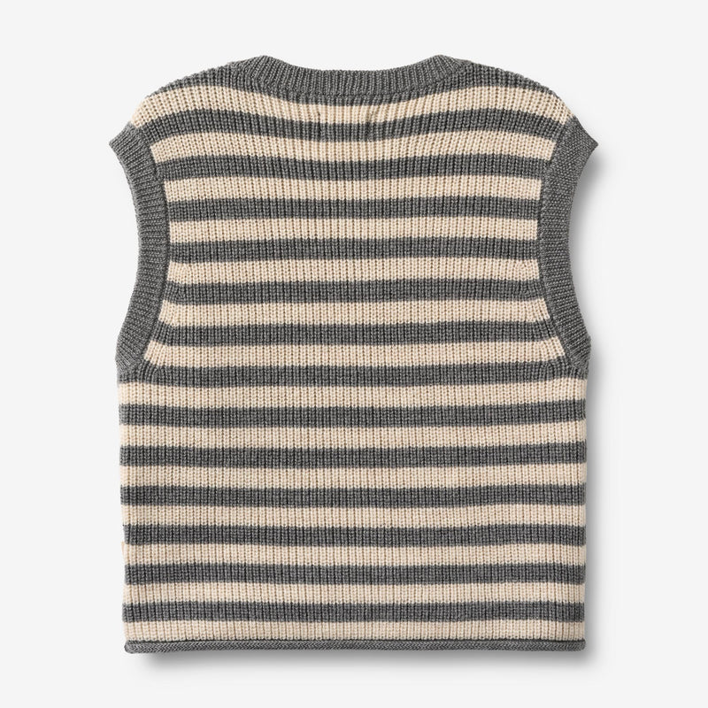 Wheat Main Strikkevest Ruby Knitted Tops 0175 grey stripe