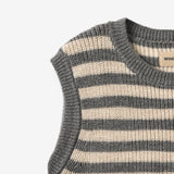 Wheat Main Strikkevest Ruby Knitted Tops 0175 grey stripe