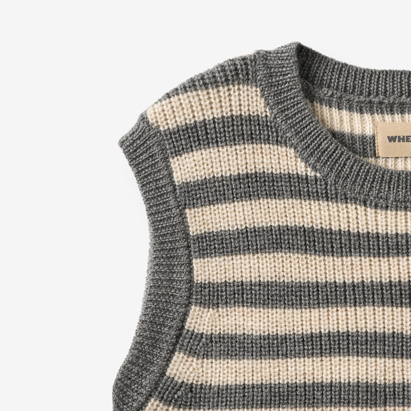 Wheat Main Strikkevest Ruby Knitted Tops 0175 grey stripe