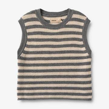 Wheat Main Strikkevest Ruby Knitted Tops 0175 grey stripe