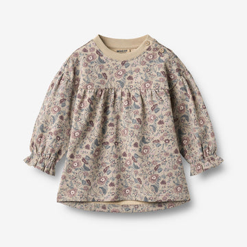 Wheat Main Sweat dress L/S Lilja Dress 9904 soft sand flowers