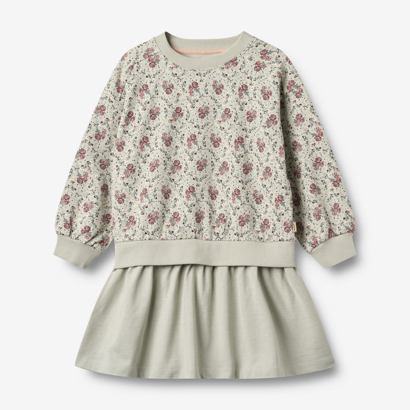Wheat Main Sweatkjole L/S Maggie Dress 9539 slightly green flowers