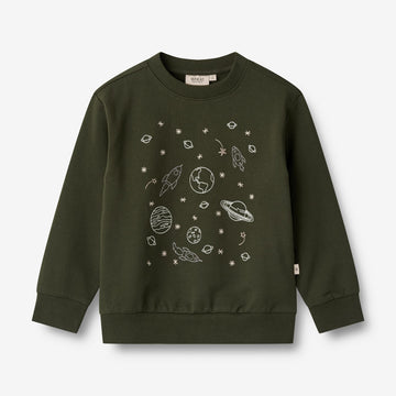 Wheat Main  Sweatshirt Verdensrom Broderi Sweatshirts 4097 deep forest