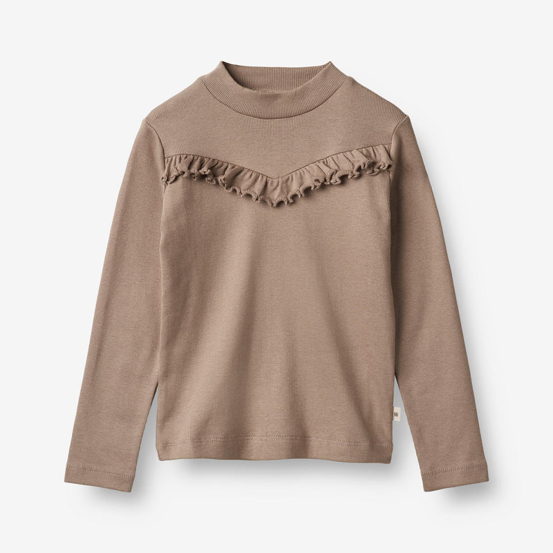 Wheat Main  T-Skjorte Rib LS Rosetta Jersey Tops and T-Shirts 3006 soft brown