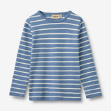 Wheat Main T-skjorte L/S Stig T-Shirt 1048 blue stripe