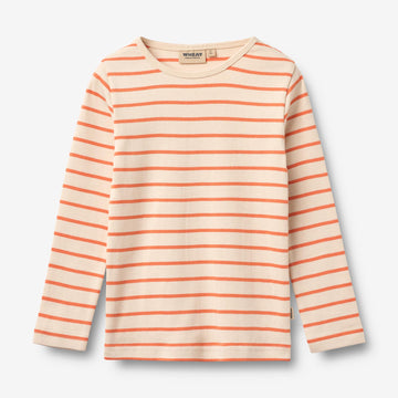 Wheat Main T-skjorte L/S Stig T-Shirt 9648 orange stripe