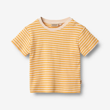Wheat Main T-shirt S/S Fabian T-Shirt 9449 yellow rib stripe