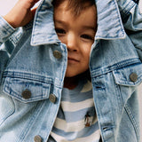 Wheat Main T-shirt S/S Liam T-Shirt 9420 calm blue stripe