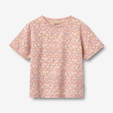 Wheat Main T-skjorte Ella T-Shirt 9876 magenta heart flowers