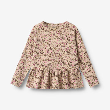 Wheat Main T-skjorte L/S Carolina T-Shirt 9769 soft sand flower wine