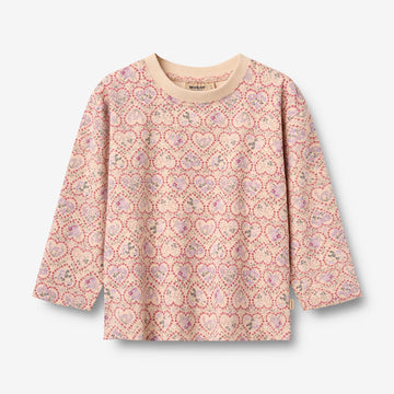 Wheat Main T-skjorte L/S Dixie T-Shirt 9876 magenta heart flowers