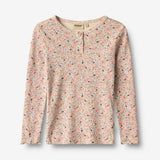 Wheat Main T-skjorte L/S Eja T-Shirt 9764 grey cloud flowers