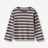 Wheat Main T-skjorte L/S Milo T-Shirt 1309 greyblue stripe