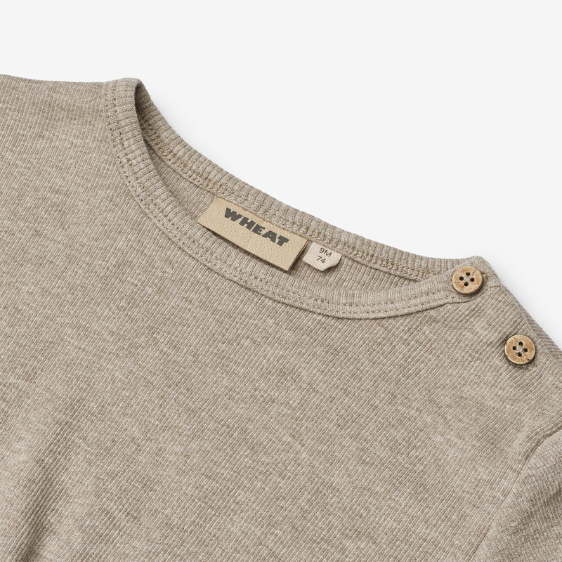 Wheat Main T-skjorte L/S Milo T-Shirt 0072 gravel melange